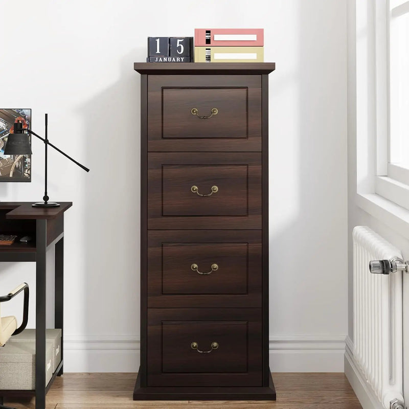 4 Drawer Vertical File Cabinet For A4 / Letter Files - Walnut