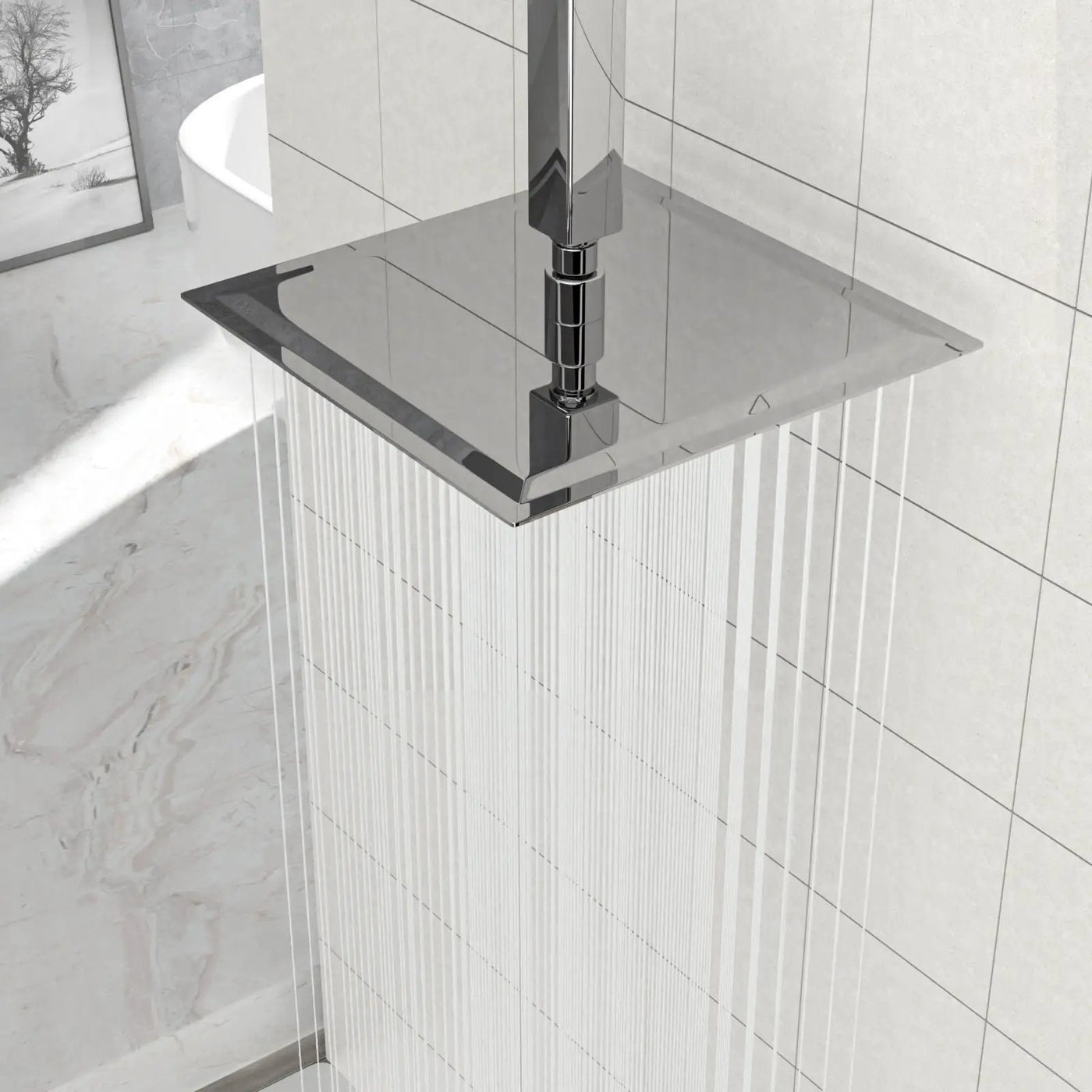 Modern 10" Square Rainfall Shower Head & Stainless Steel Wall Or Ceiling Mount Luxury Spa Shower Panel by HouseOfZazla