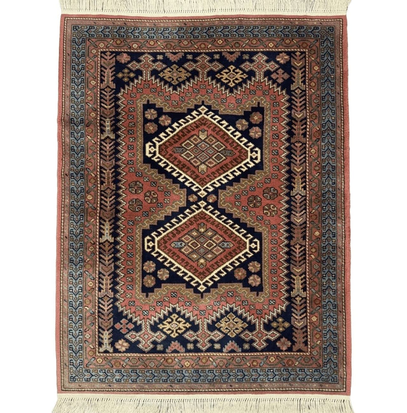 5x7 Persian Tribal Design Rug, Wool, Geometric Medallions, Vintage, Power Loomed by Jewel Rugs