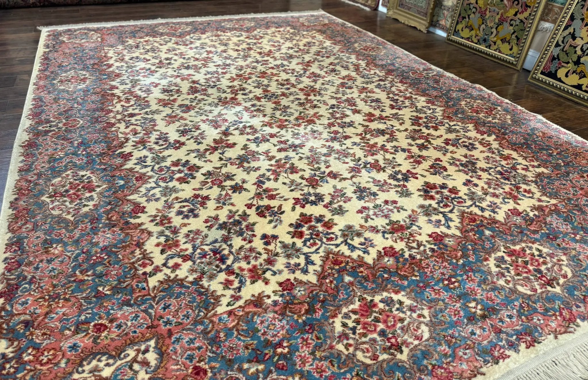 Karastan Rug 8.8 x 12 Ivory Kirman #788, Original 700 Series, Wool Karastan Carpet, Karastan Area Rug, Vintage Karastan, Living Room Rug by Jewel Rugs