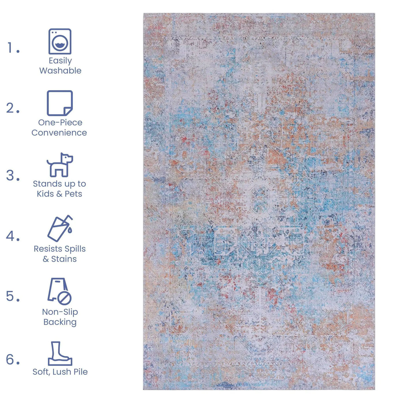Maval - Unique Washable Area Rug by HouseOfZazla