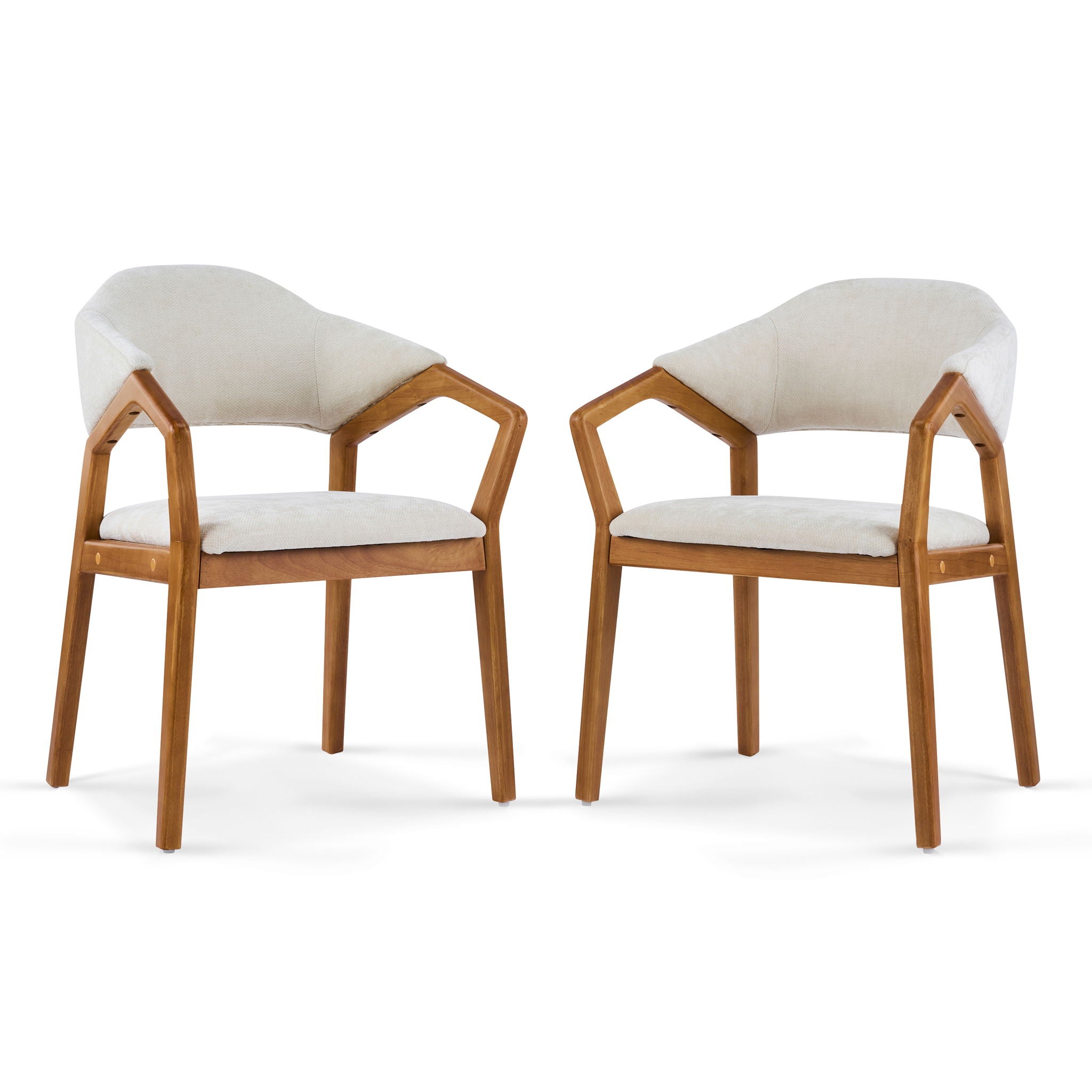 Indoor Upholstered Dining Armchair (Set of 2) - Beige / Teak by HouseOfZazla