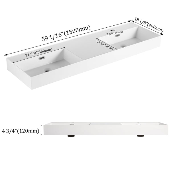 60 Inch Bathroom Resin Sink