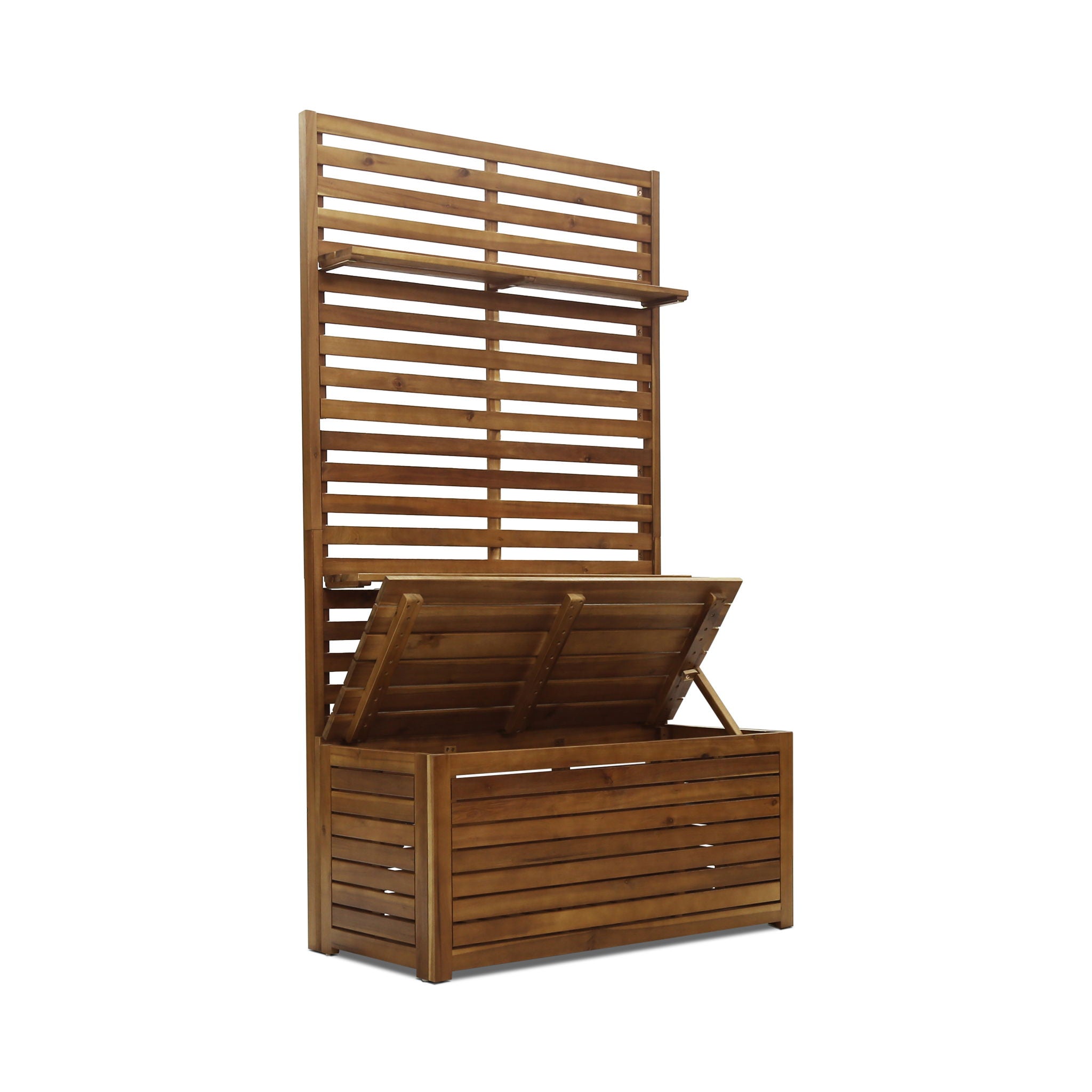 Storage Bench With Rack - Teak by HouseOfZazla