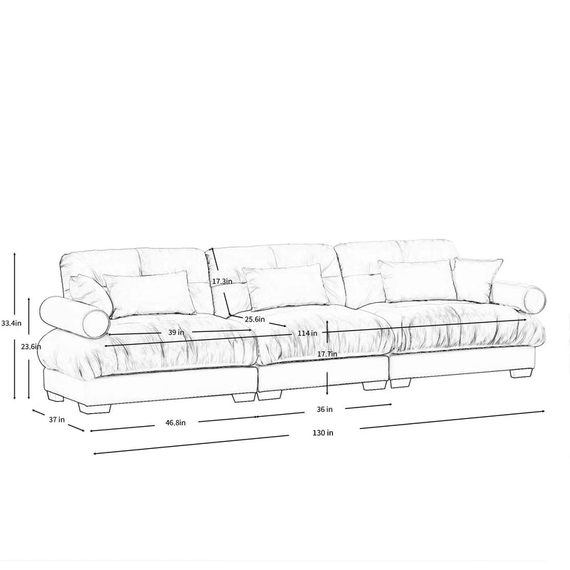 Modern Sofa With Bolstered Armrests And Pillows by HouseOfZazla