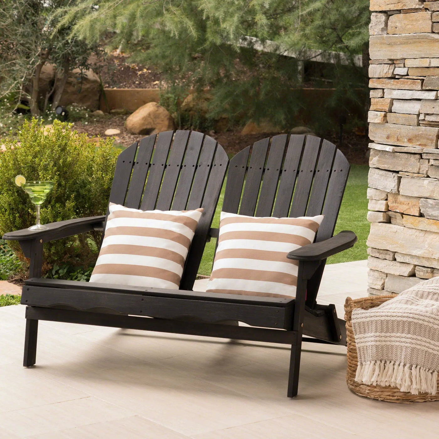 Outdoor Adirondack Rocking Loveseat With Hand Crafted Details by HouseOfZazla