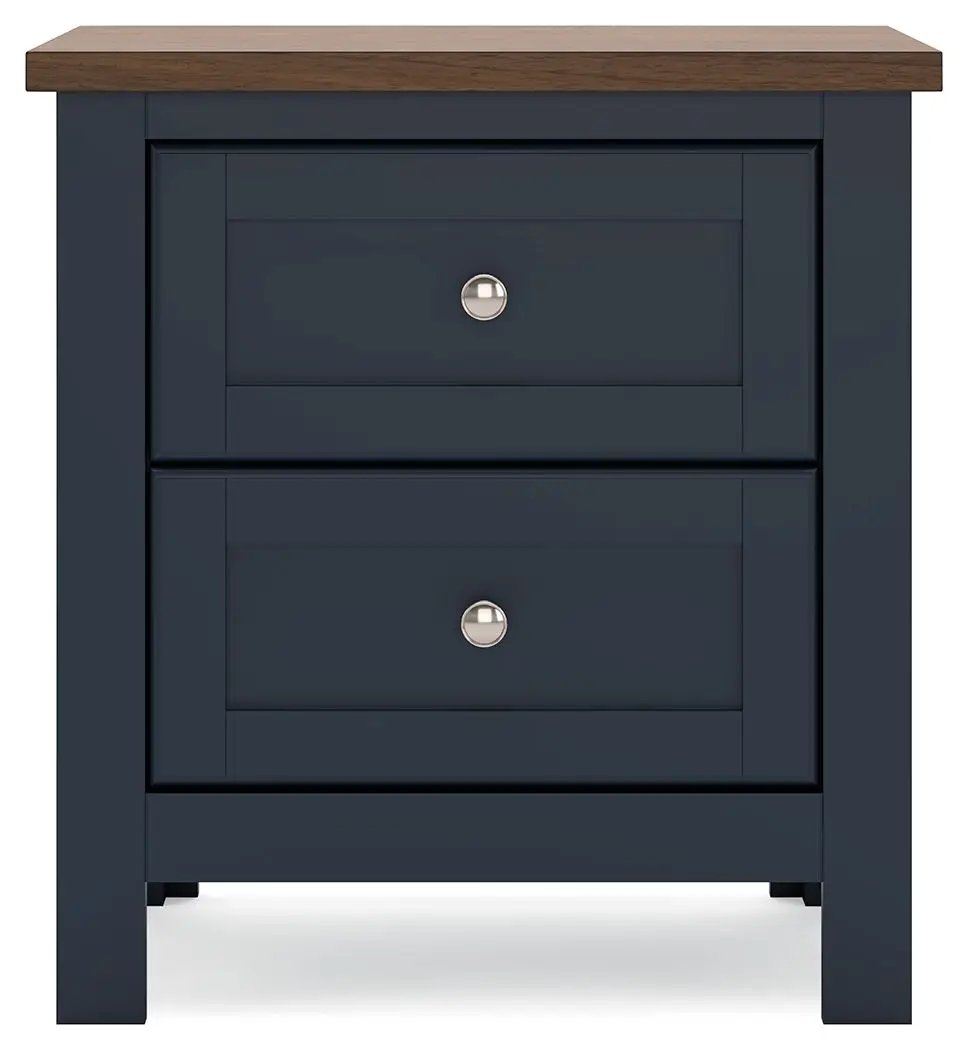 Landocken - Two Drawer Night Stand - Brown / Blue – Stonetiledepot