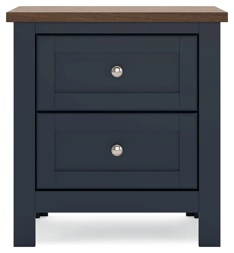 Landocken - Two Drawer Night Stand - Brown / Blue by Unique Piece Furniture