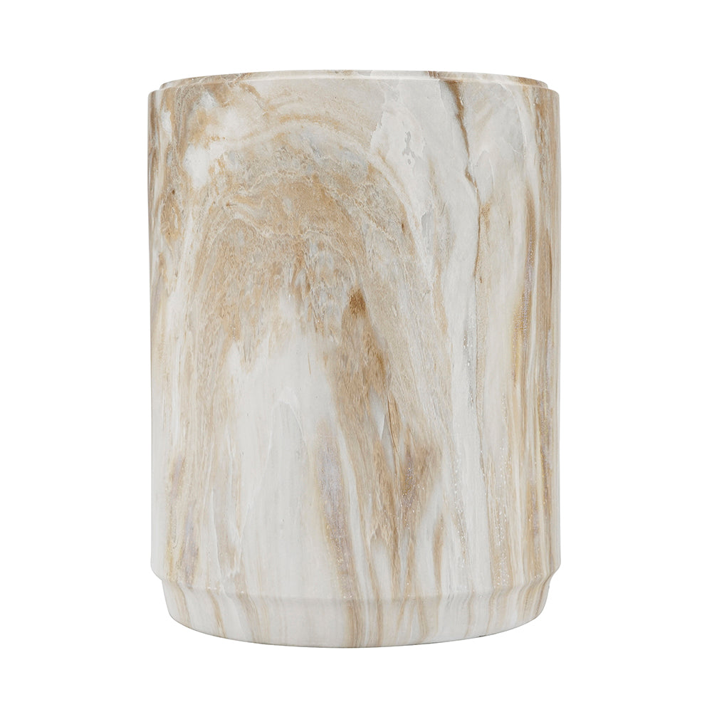 Marble-Look Stool Accent Table with Swirling Stone Finish - Beige, Green, or Black, photo 8 of 10