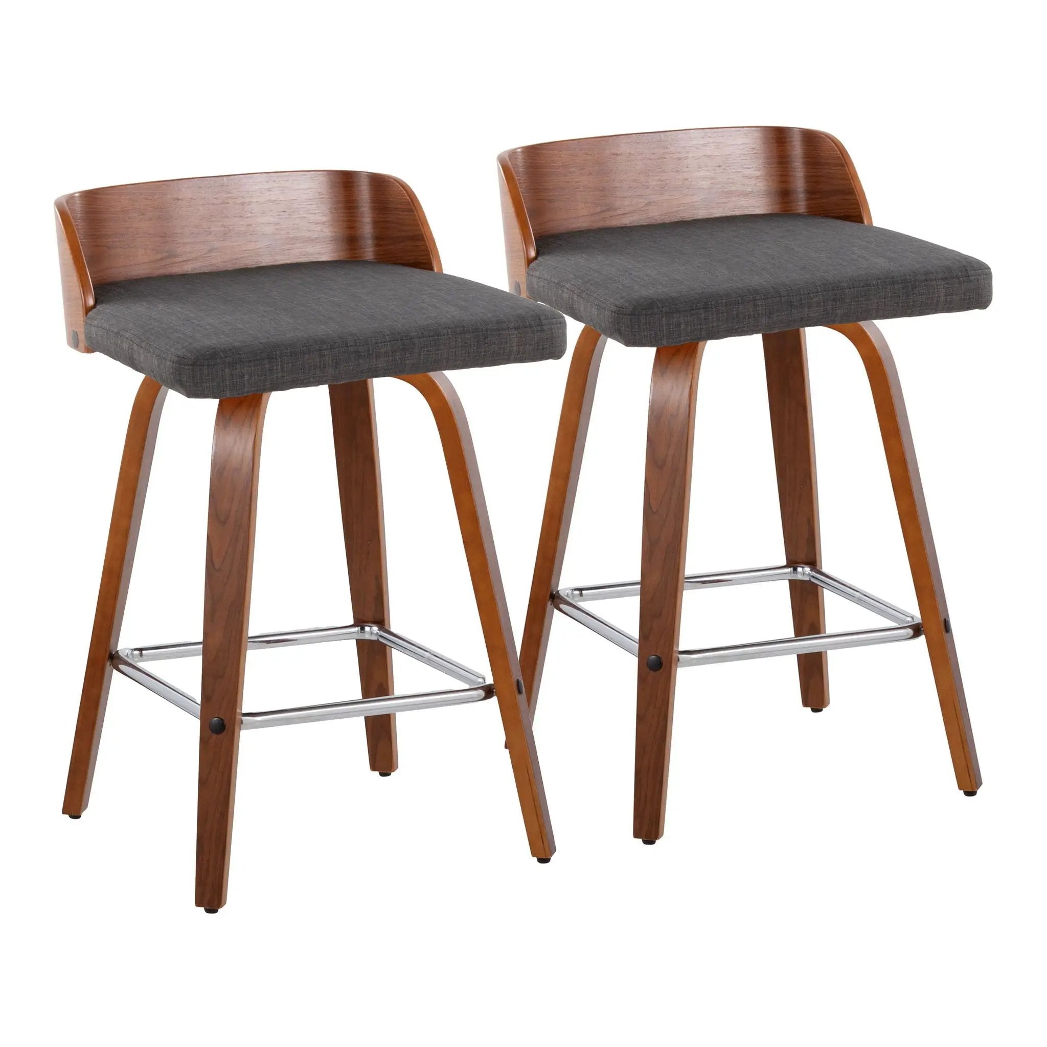 Maya - Mid Century Modern Fixed Height Counter Stool & Swivel With Square Footrest (Set of 2) by Unique Piece Furniture