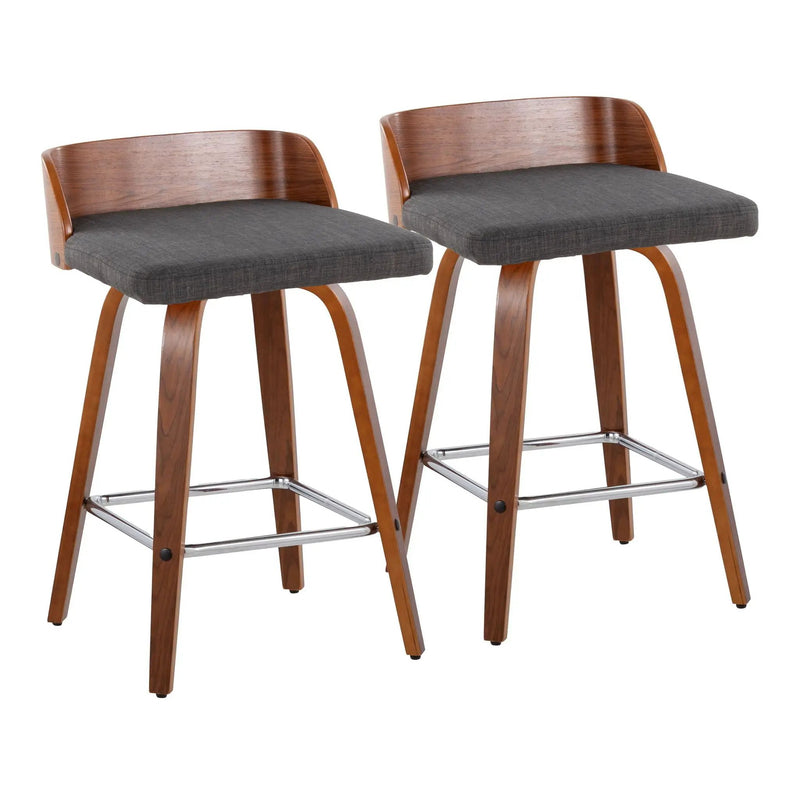 Maya - Mid Century Modern Fixed Height Counter Stool & Swivel With Square Footrest (Set of 2) by Unique Piece Furniture