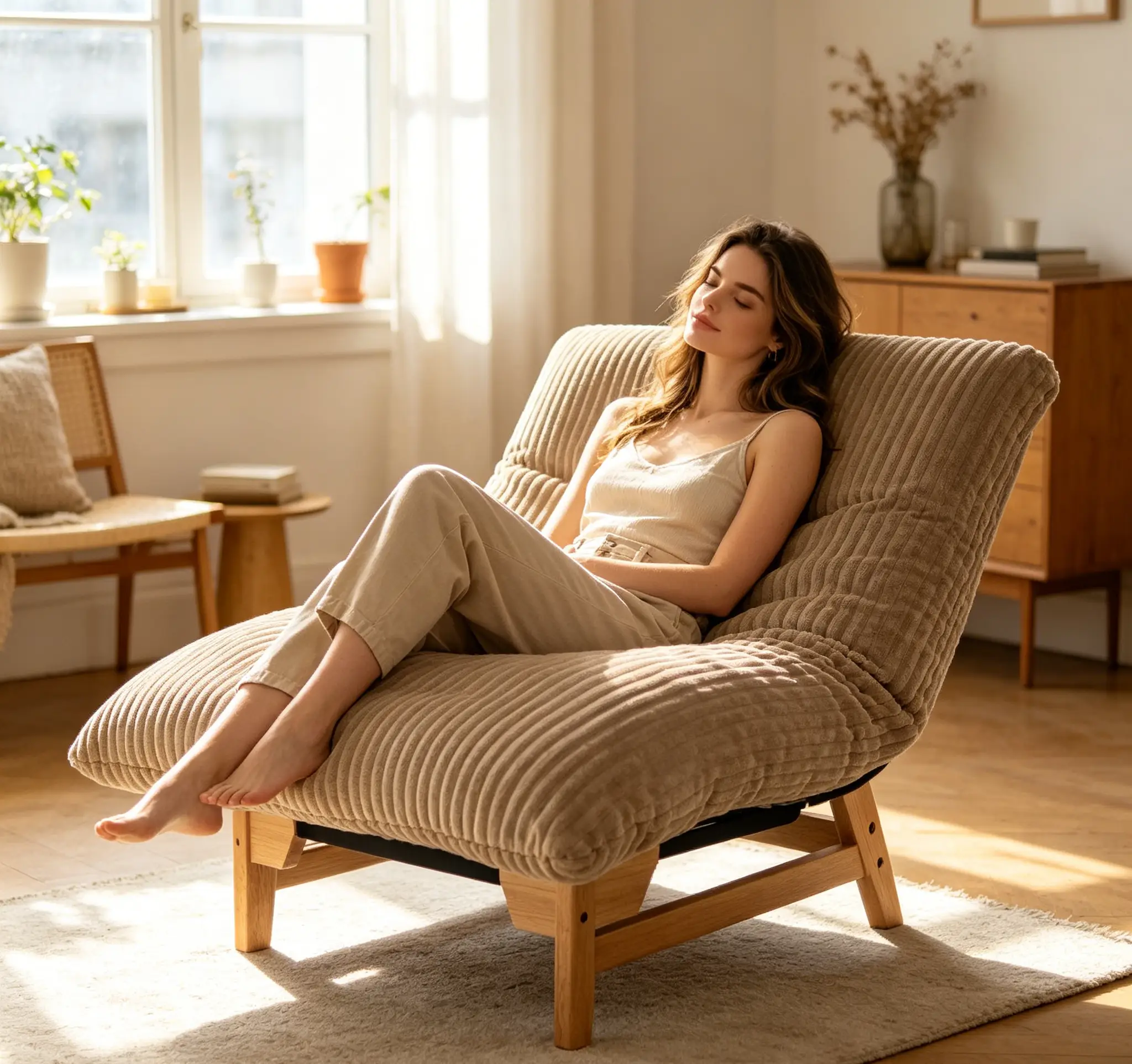 Bean Bag Chair for Adults with Solid Wood Frame by HouseOfZazla