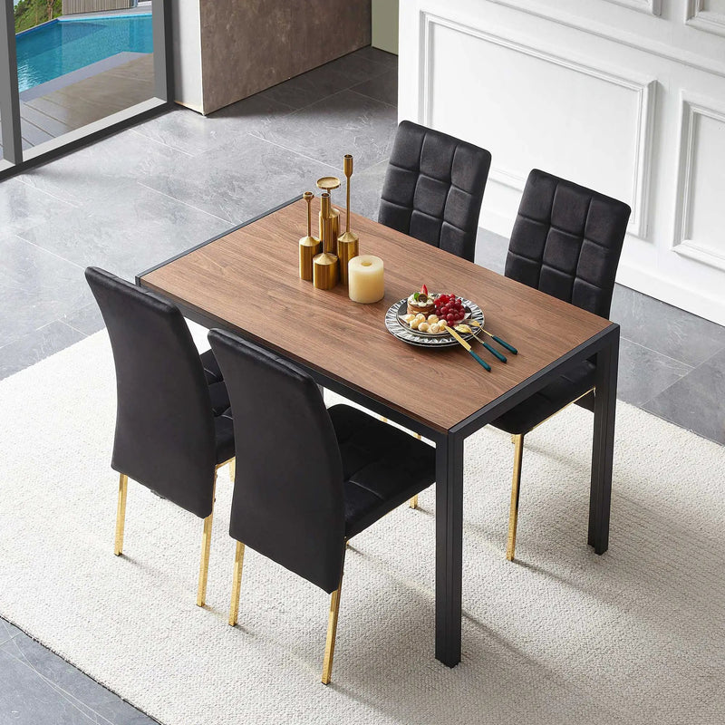 5 Pieces Dining Set Including High Back Color Legs Nordic Dining Chair & Creative Design Dining Table by HouseOfZazla