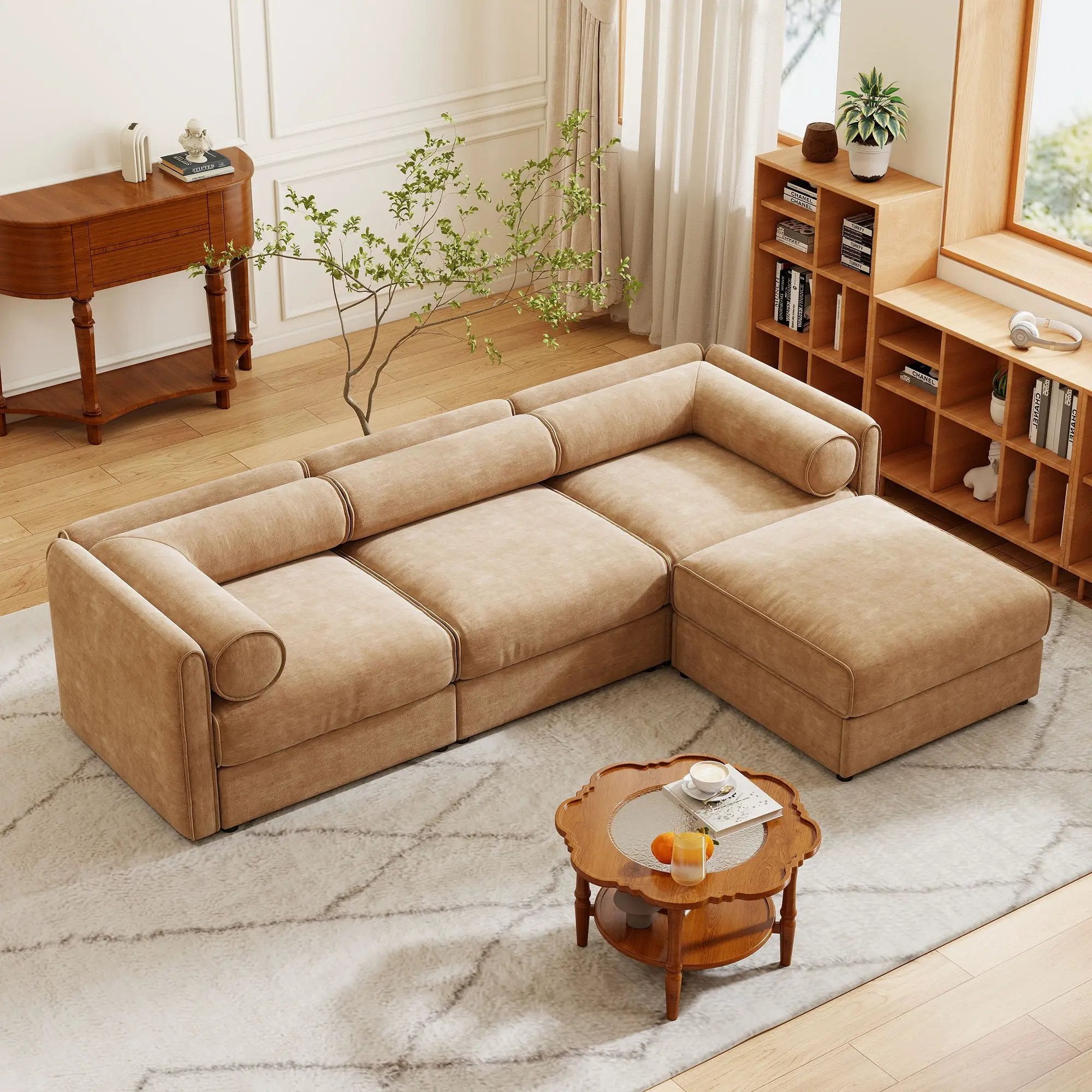Contemporary Elegant Sofa With Storage And Ottoman by Unique Piece Furniture