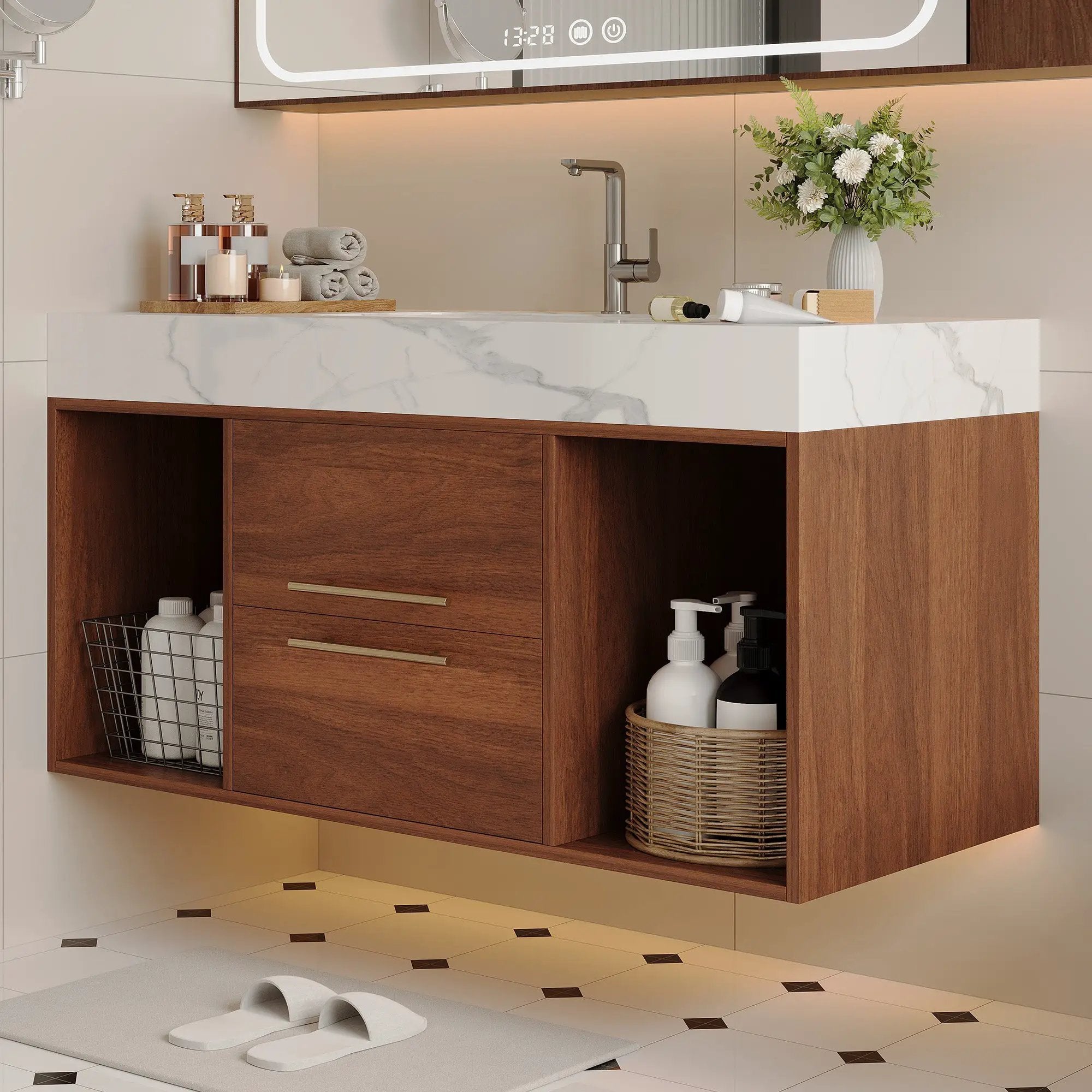 39.4" Floating Bathroom Vanity with Ceramic Sink by HouseOfZazla