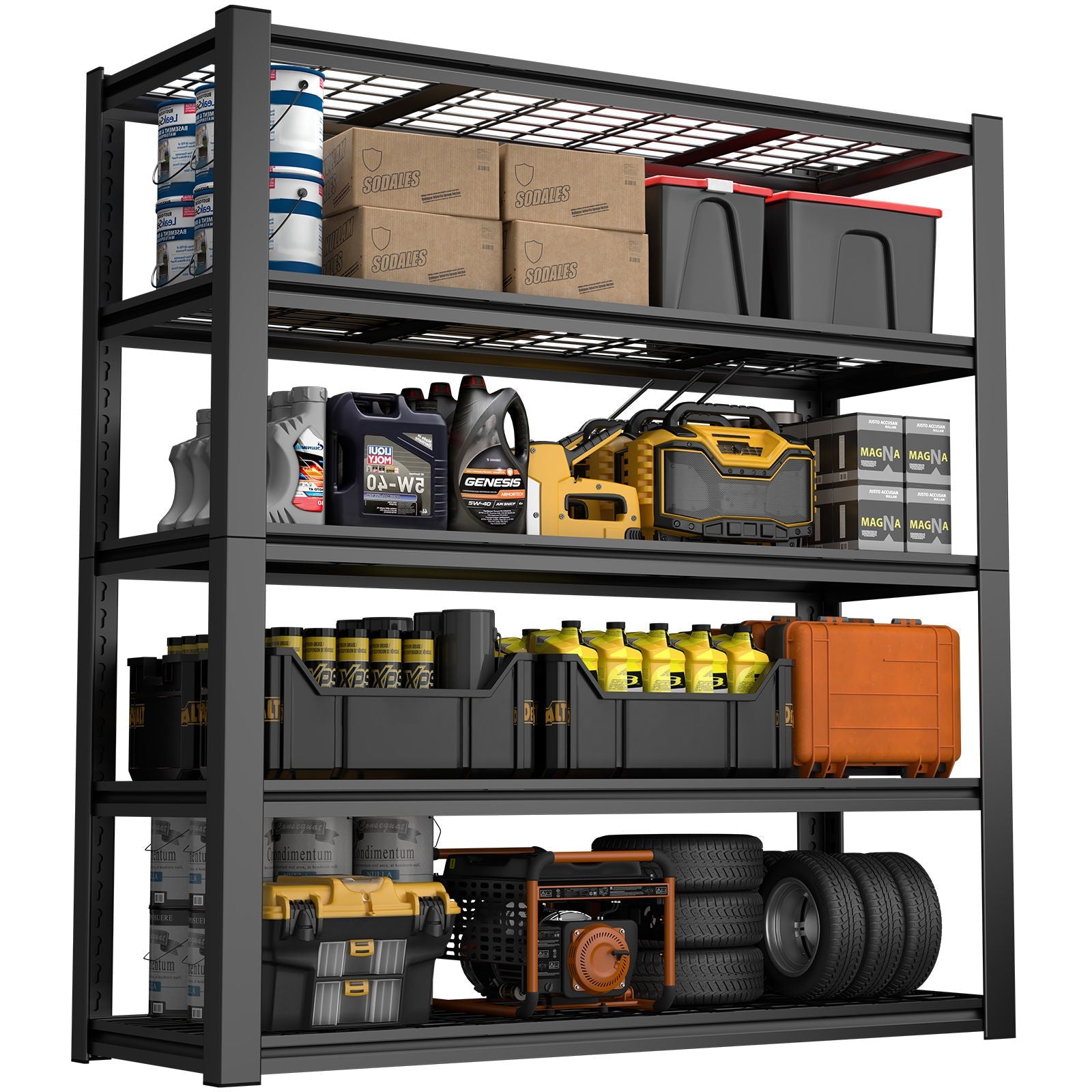 Garage Storage Rack, 5 Layer Adjustable Shelving Unit For Warehouse - Black by HouseOfZazla