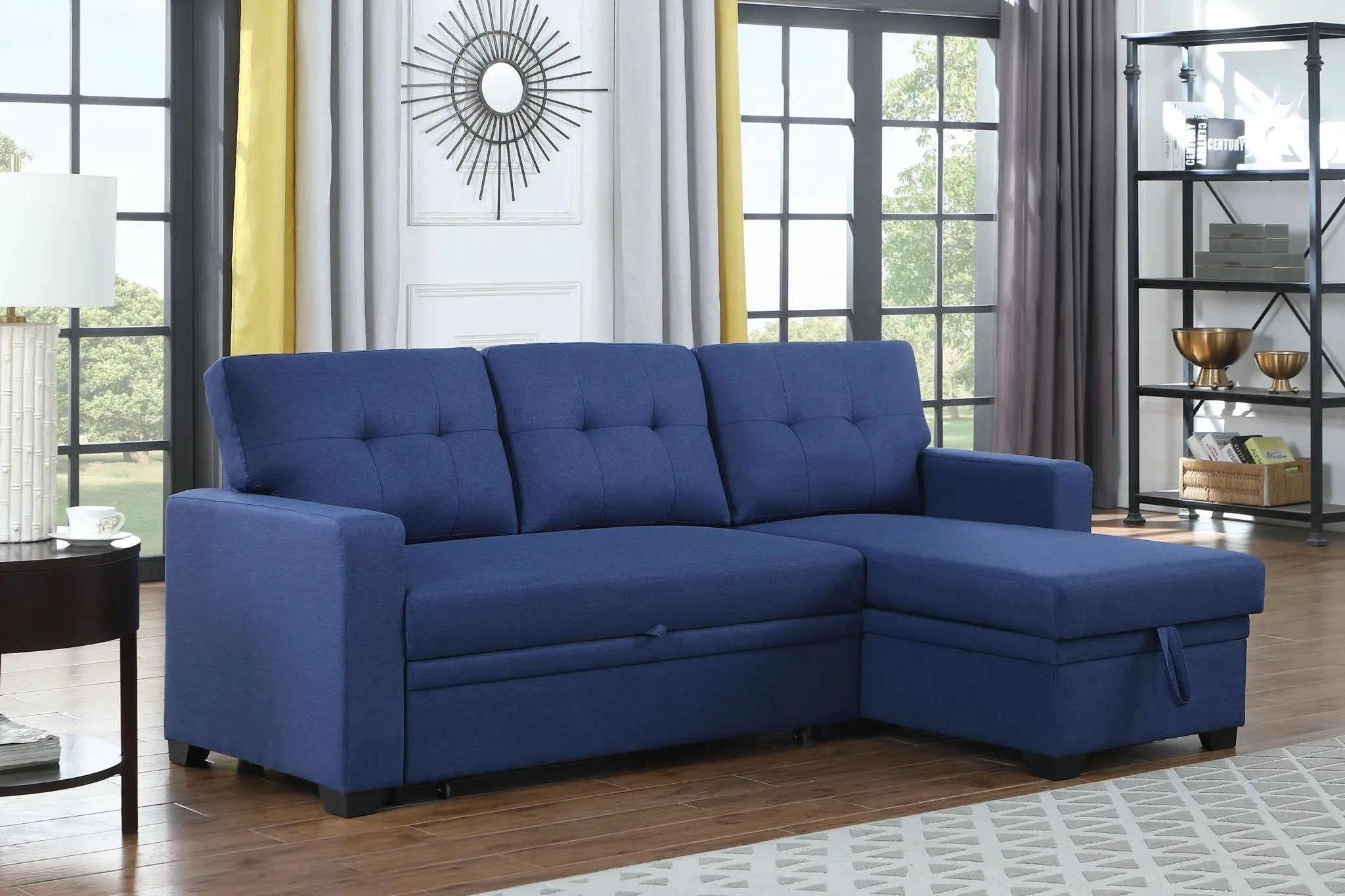 Upholstered Pull Out Sectional Sofa With Chaise by HouseOfZazla