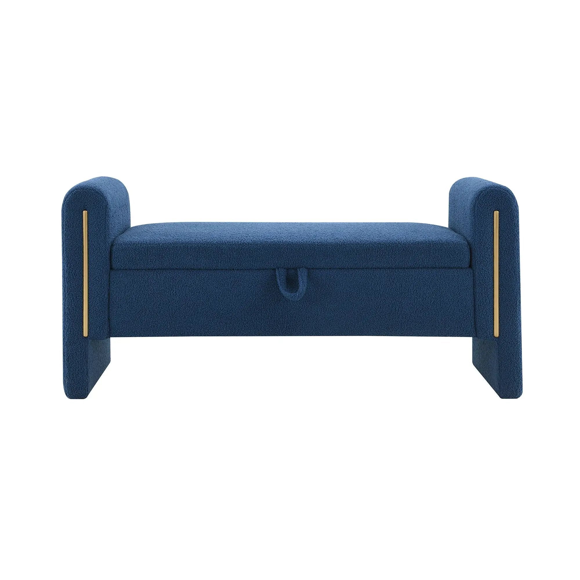 Modern Teddy Upholstered Large Bed End Bench With Arms And Storage by Unique Piece Furniture