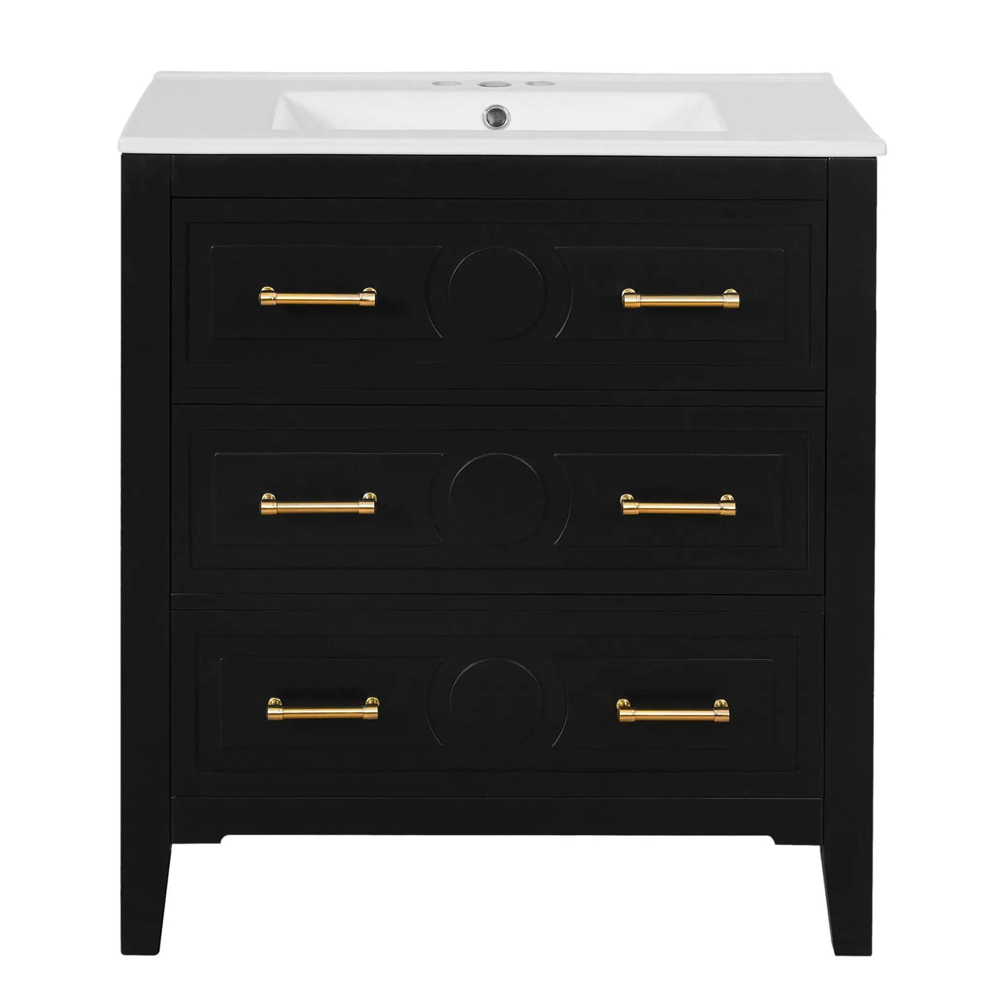 Retro Bathroom Vanity With Sink Combo, Free Standing Single Set With 3 Drawers by HouseOfZazla
