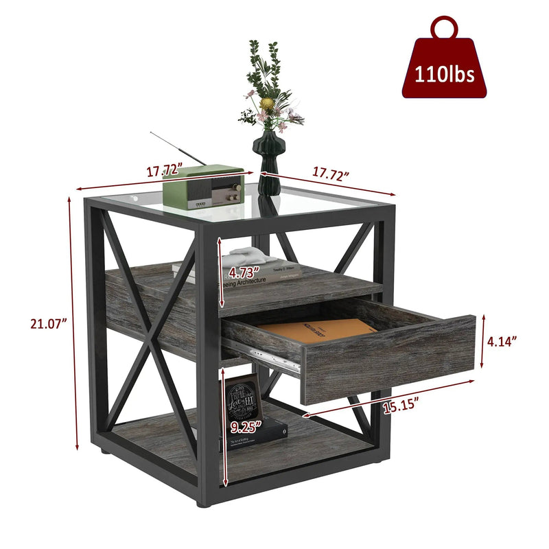 Set of 2 Modern End Tables with Drawer - Nightstands by HouseOfZazla