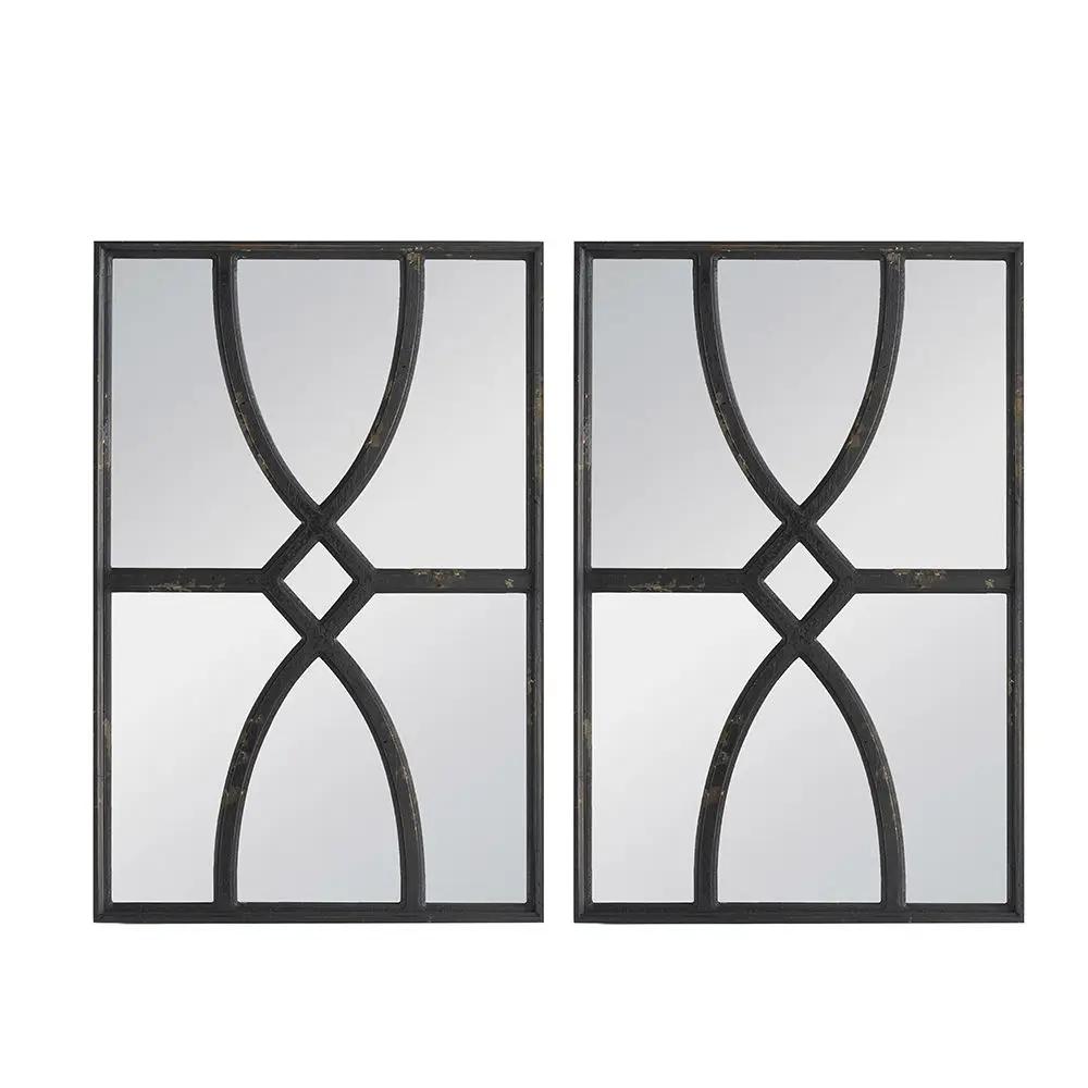 Rectangular Wooden Wall Mirror With Antique Frame, Vertical Or Horizontal Home Decor For Living Room (Set of 2) by HouseOfZazla