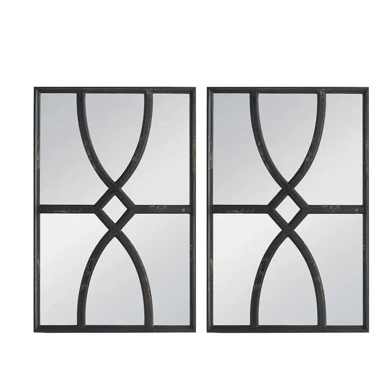 Rectangular Wooden Wall Mirror With Antique Frame, Vertical Or Horizontal Home Decor For Living Room (Set of 2) by Unique Piece Furniture