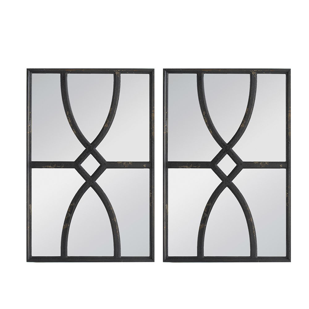 Rectangular Wooden Wall Mirror with Antique Frame, Set of 2 - Black or White, photo 7 of 15