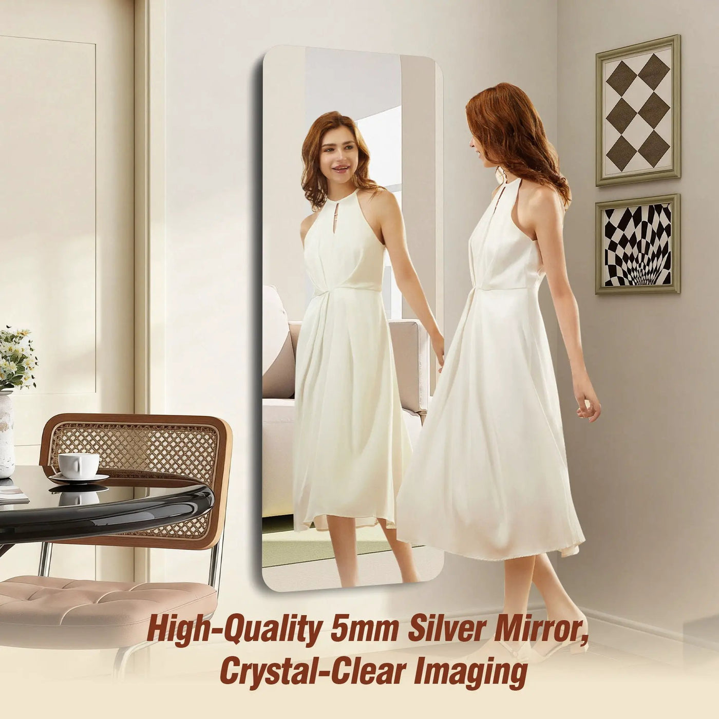 Full Body Round Corner Mirror For Living Room by HouseOfZazla