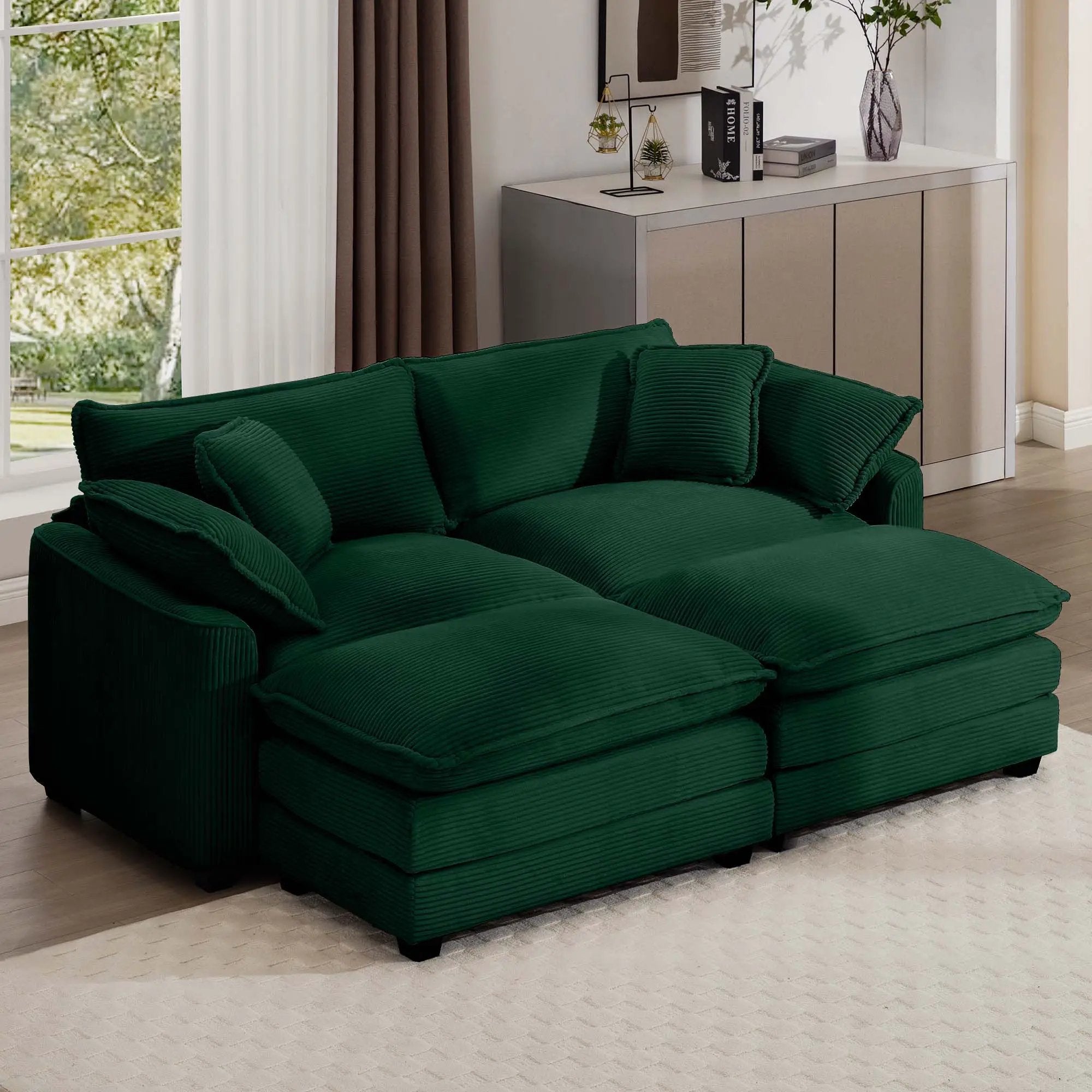 Modern Oversized Modular Cushion Sofa With Ottoman, Low Back, Deep Seating Sofa Set by Unique Piece Furniture