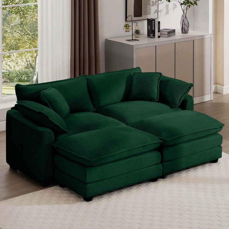 Modern Oversized Modular Cushion Sofa With Ottoman, Low Back, Deep Seating Sofa Set by Unique Piece Furniture
