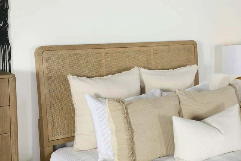 Arini Rattan Eastern King Panel Bed Sand Wash and Natural by Unique Piece Furniture