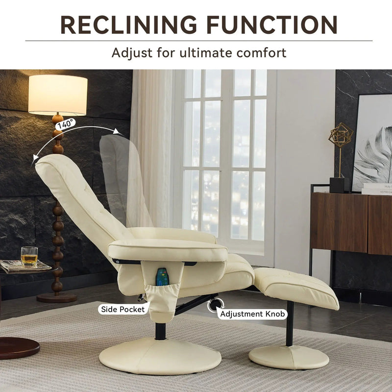 Recliner Chair With Ottoman, 360° Swivel Massage Lounge Chair With 5-Point Vibration & Heated Seat by Unique Piece Furniture
