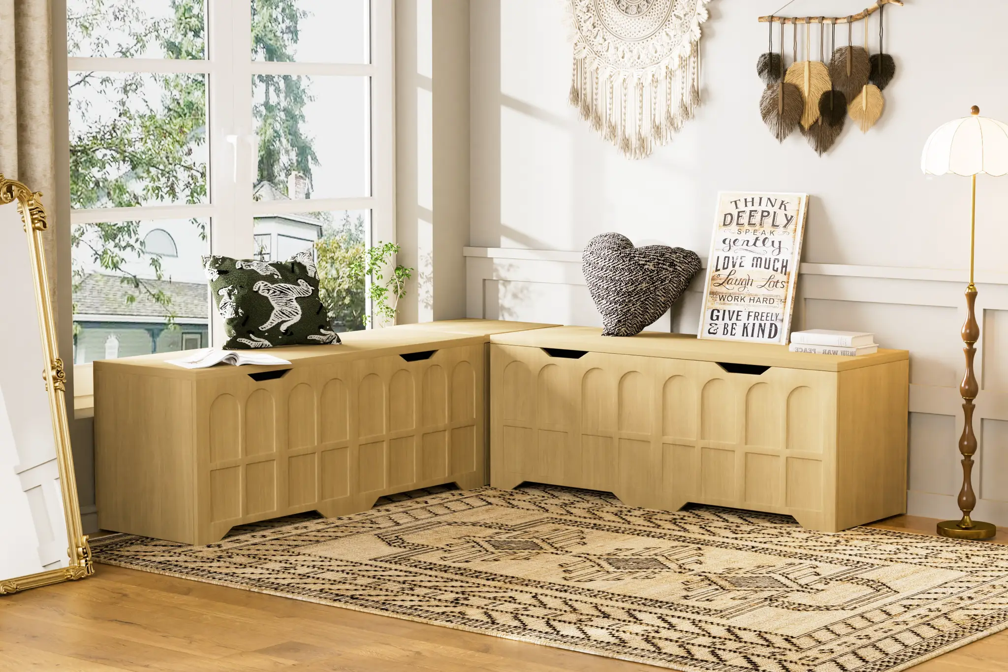 3-Piece L-Shaped Multifunctional Storage Bench by HouseOfZazla