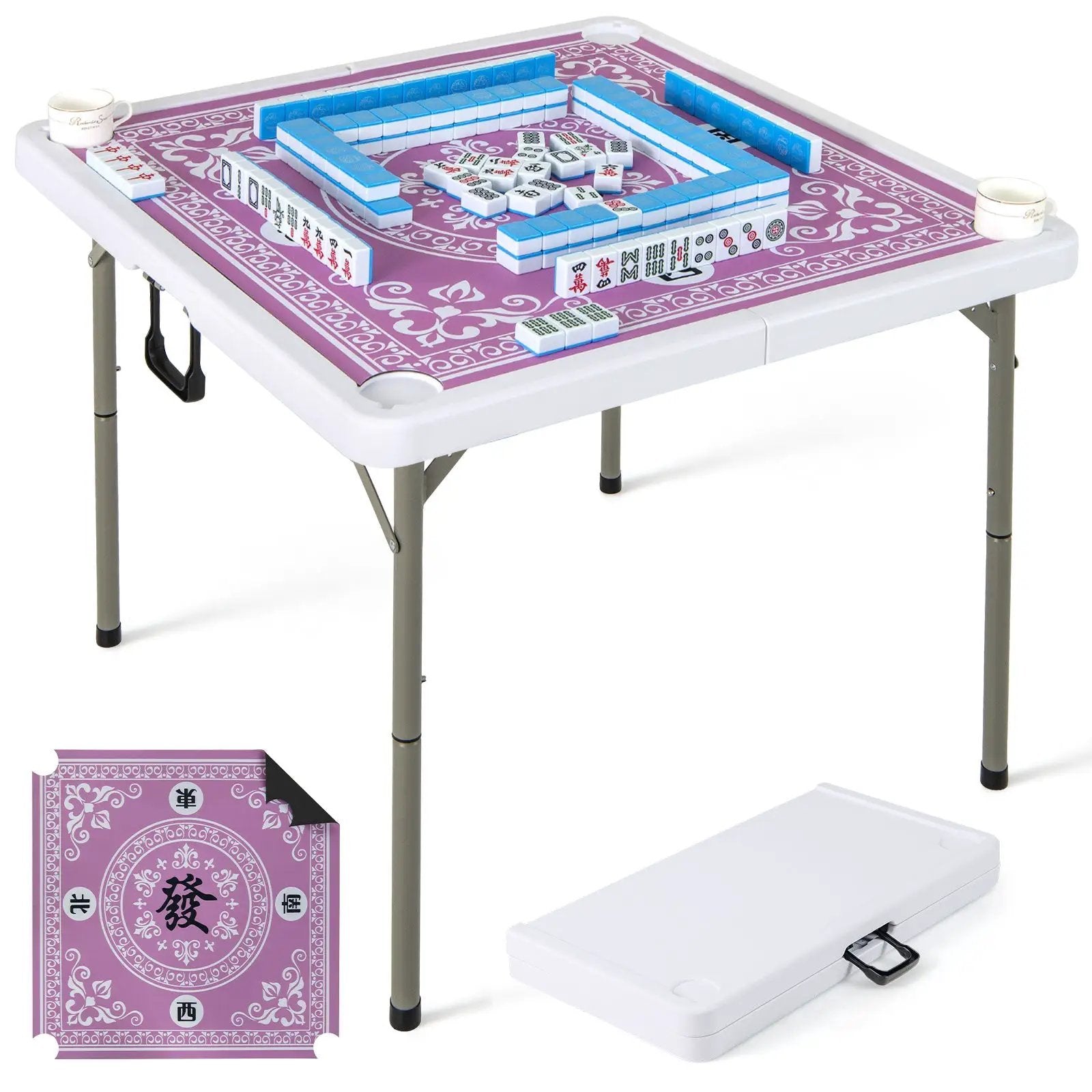 35 Inch 4 Player Game Card Folding Mahjong Table with Cup Holders by DirectDeals