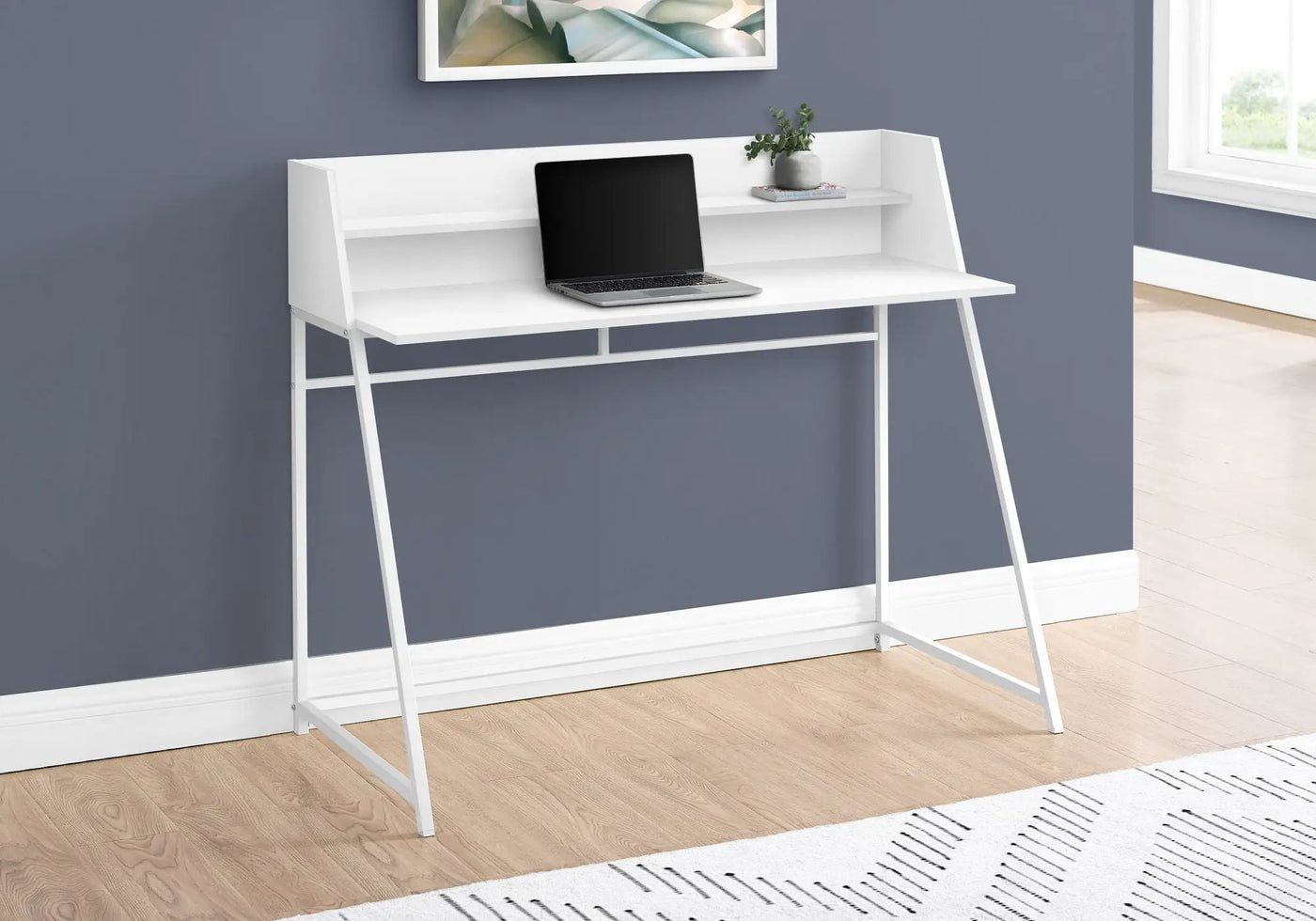 Computer Desk for Home Office with Marble Look and Storage Shelves by HouseOfZazla