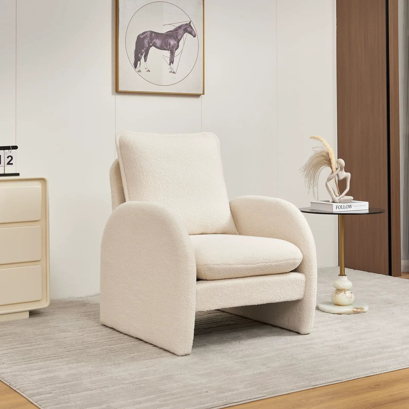 Modern Sherpa Upholstered Accent Chair, Comfortable Living Room Armchair, Lounge Chair For Bedroom, And Office by HouseOfZazla