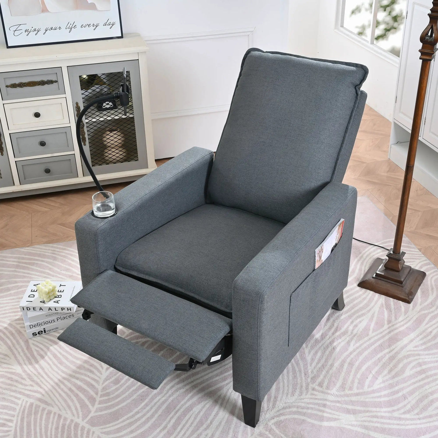 Recliner Chairs For Adults, Adjustable Recliner Sofa With Mobile Phone Holder & Cup Holder, Modern Reclining Chairs Fabric Push Back Recliner Chairs For Living Room, Bedroom by HouseOfZazla