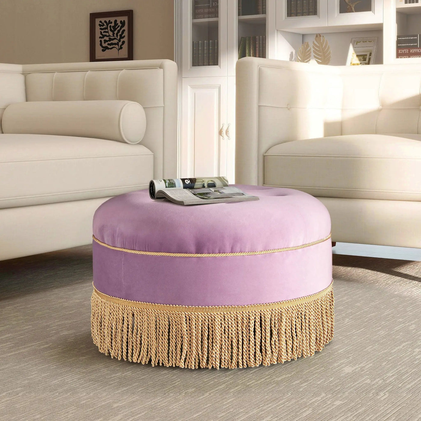 Yolanda - Round Upholstered Accent Ottoman by Unique Piece Furniture