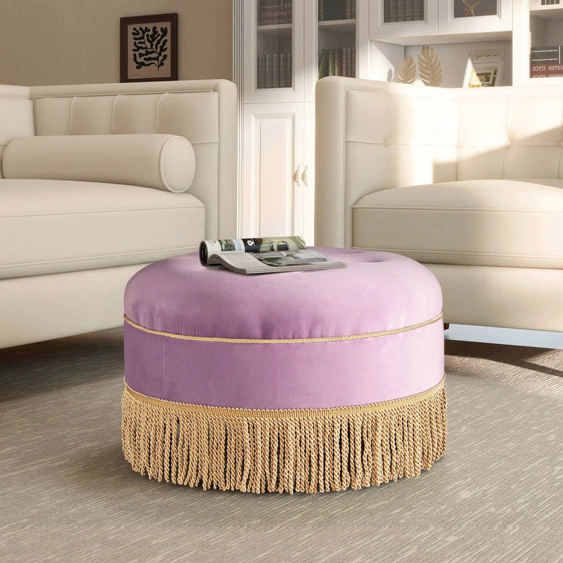Yolanda - Round Upholstered Accent Ottoman by HouseOfZazla