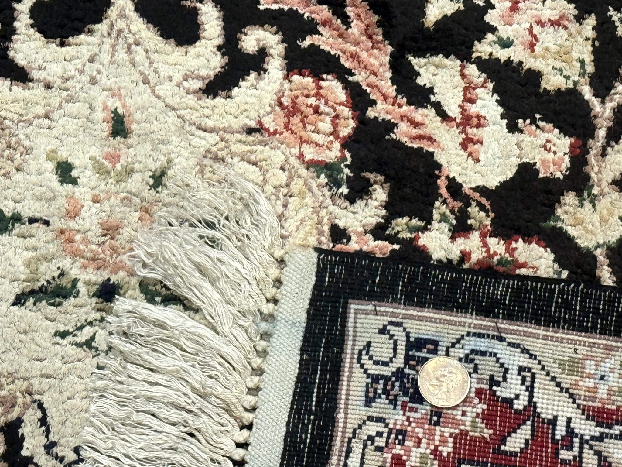 Indian Kashmiri Silk Rug, Floral Medallion, Vintage Hand Knotted Carpet by Jewel Rugs