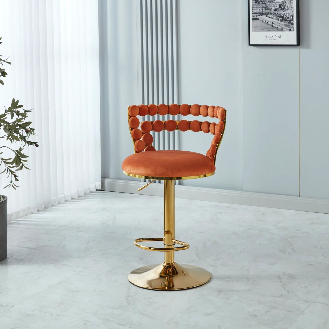 Modern Bar Chair With Iron Tube Legs, Soft Cushions And Comfortable Backrest (Set of 2) by HouseOfZazla