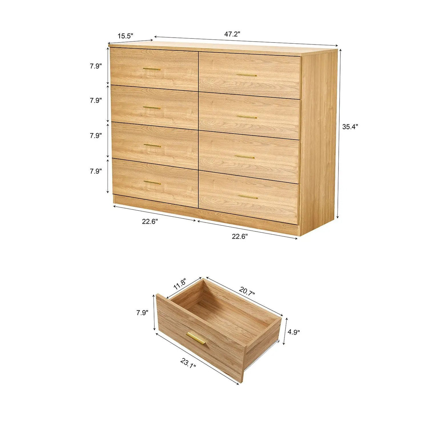 Modern Drawer Dresser For Bedroom, Ample Storage Wide Chest Of Drawers by HouseOfZazla