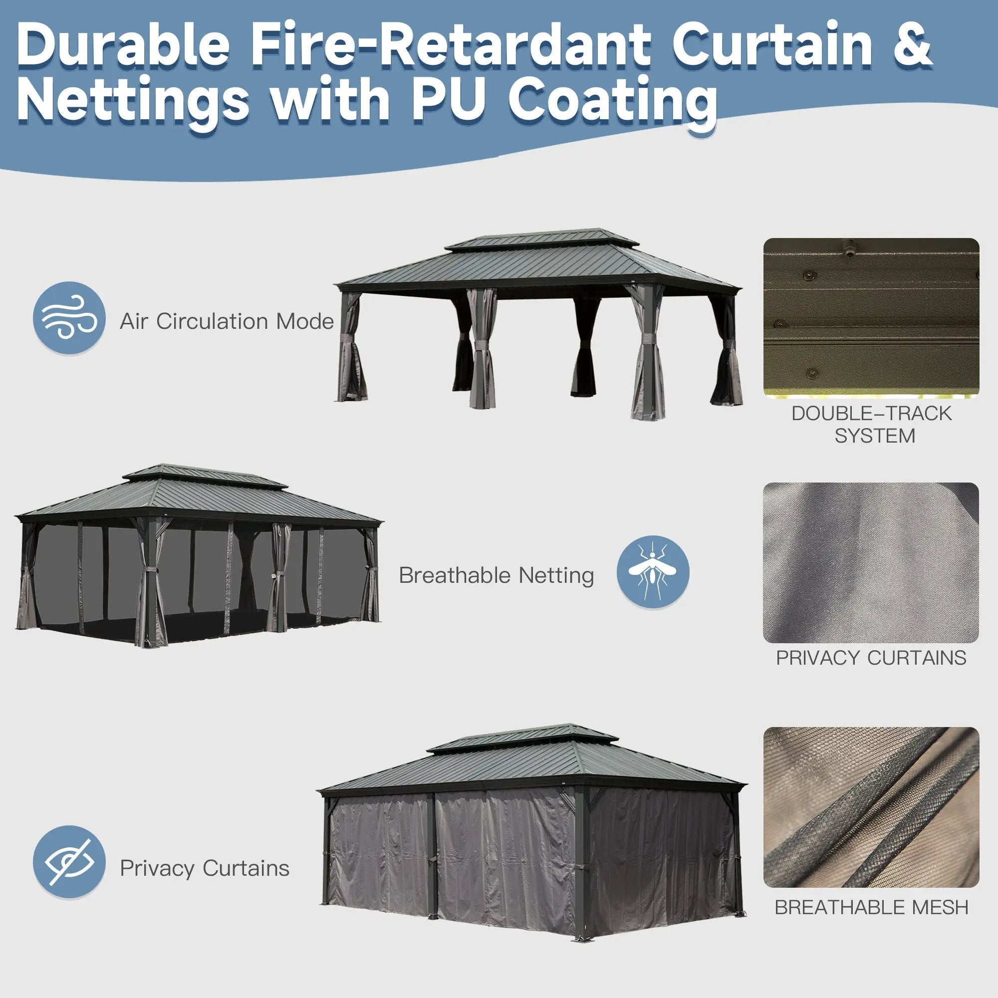 14' x 20' Hardtop Gazebo Outdoor Metal Gazebo Canopy by HouseOfZazla