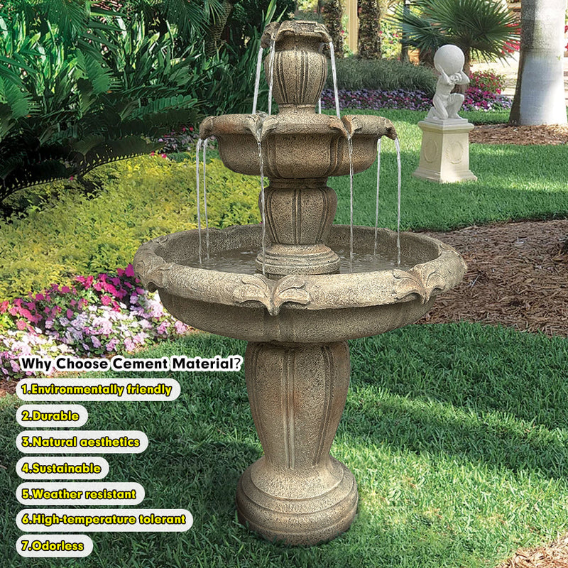 Concrete 3 Tier Water Fountain Large Estate, photo 2 of 19