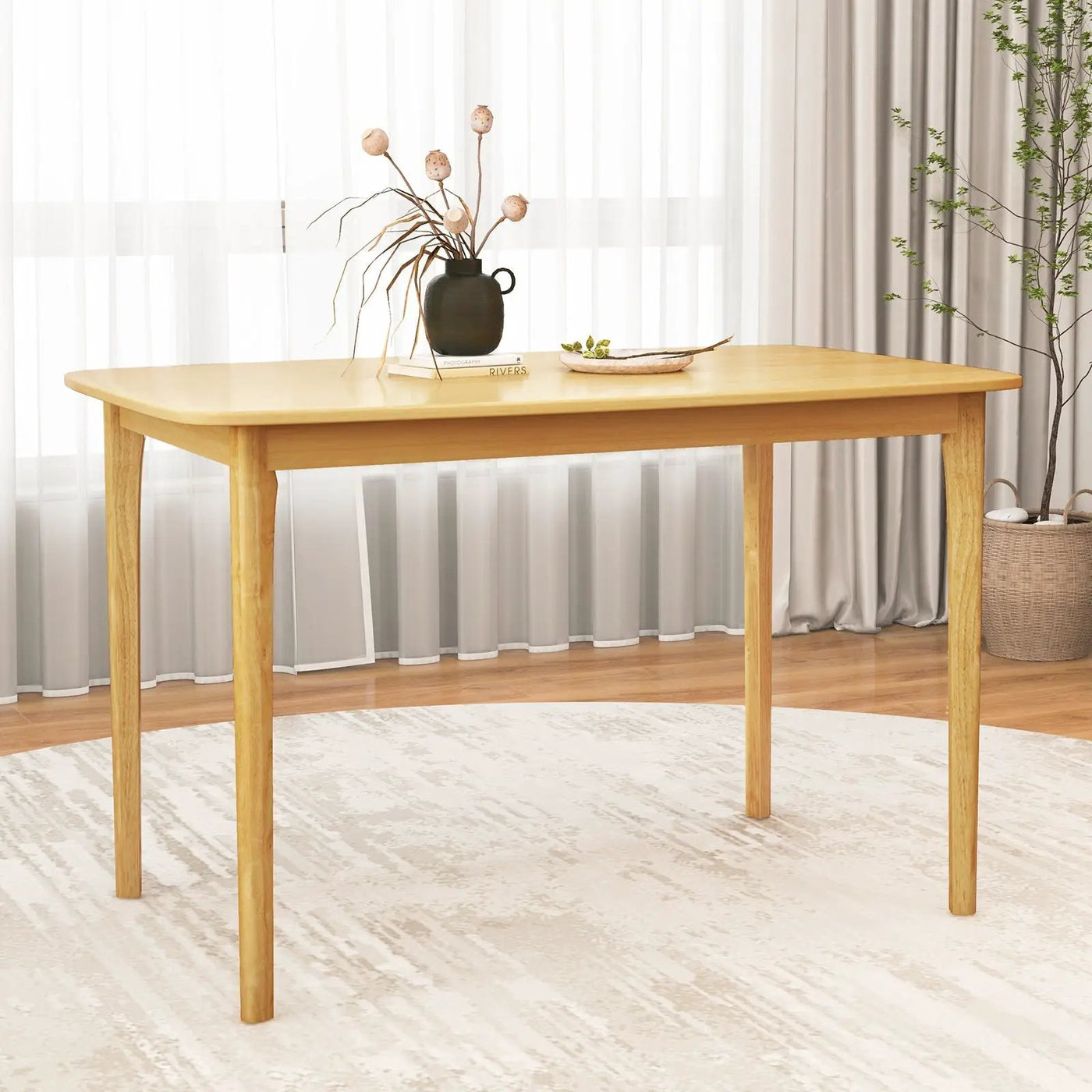48 Inch Solid Wood Dining Table with Rubber Wood Supporting Legs for Kitchen Dining Room by DirectDeals