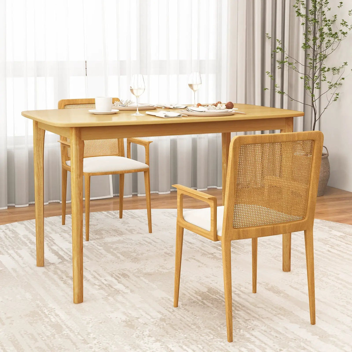 48 Inch Solid Wood Dining Table with Rubber Wood Supporting Legs for Kitchen Dining Room by DirectDeals