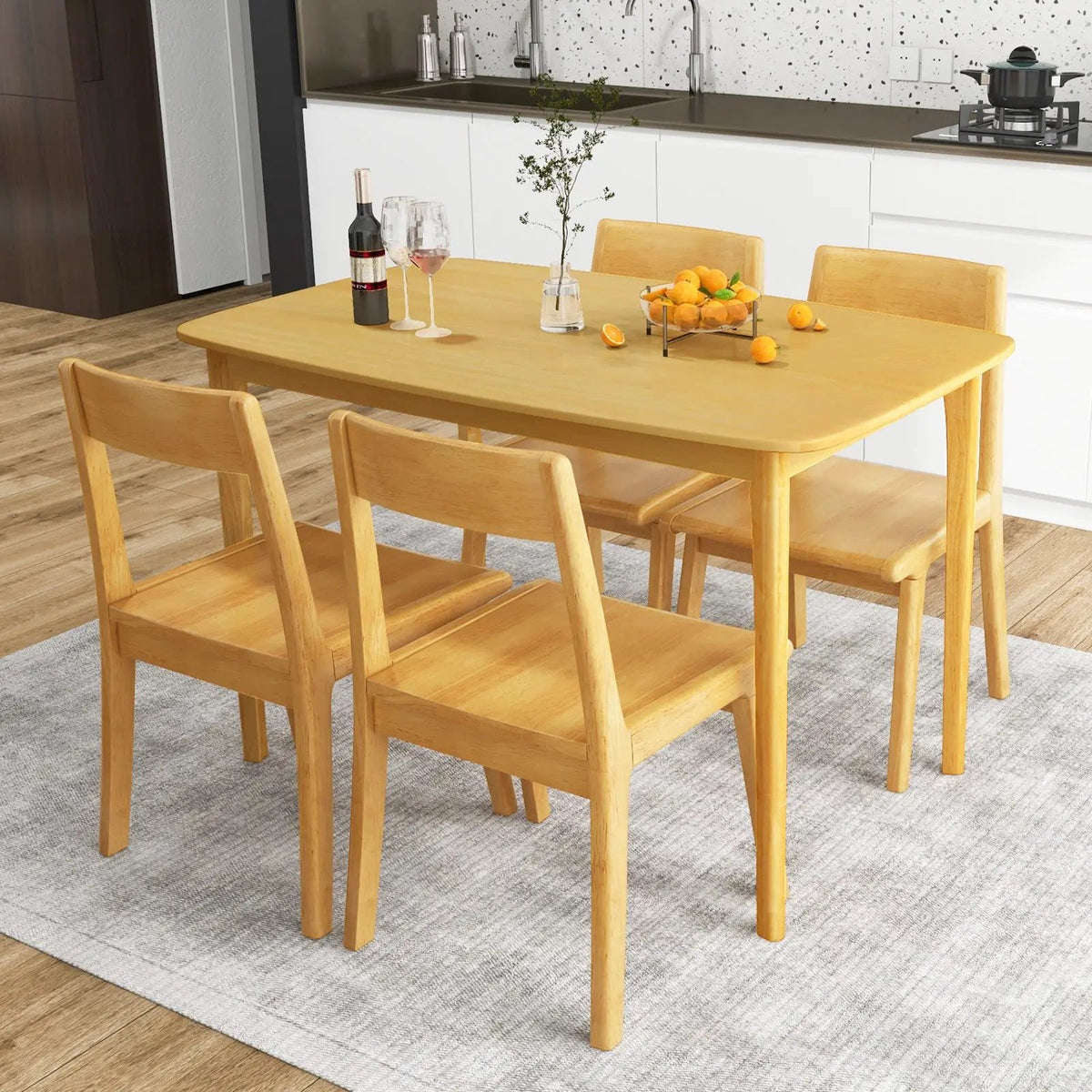 48 Inch Solid Wood Dining Table with Rubber Wood Supporting Legs for Kitchen Dining Room by DirectDeals