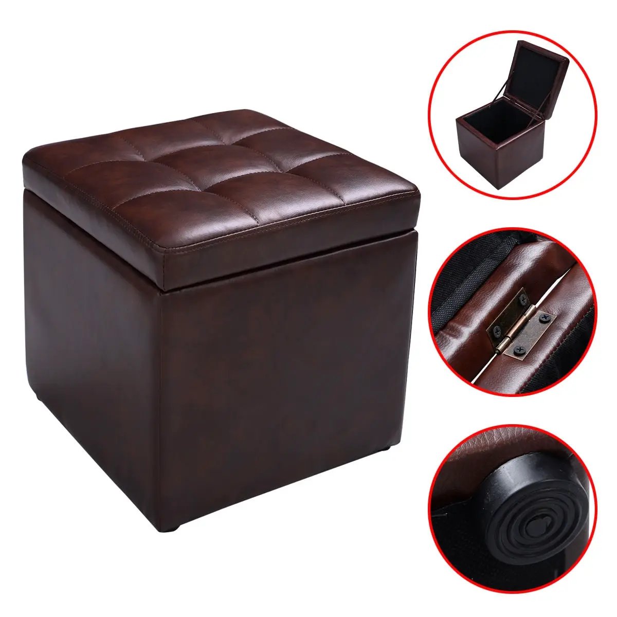 Foldable Cube Ottoman Pouffe Storage Seat by DirectDeals