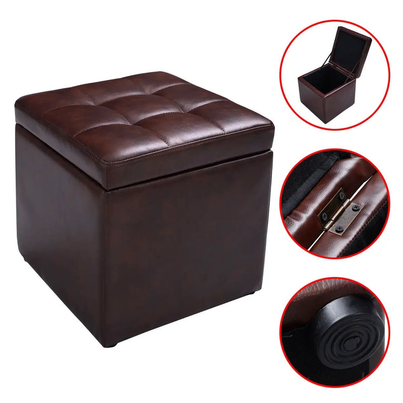 Foldable Cube Ottoman Pouffe Storage Seat by DirectDeals