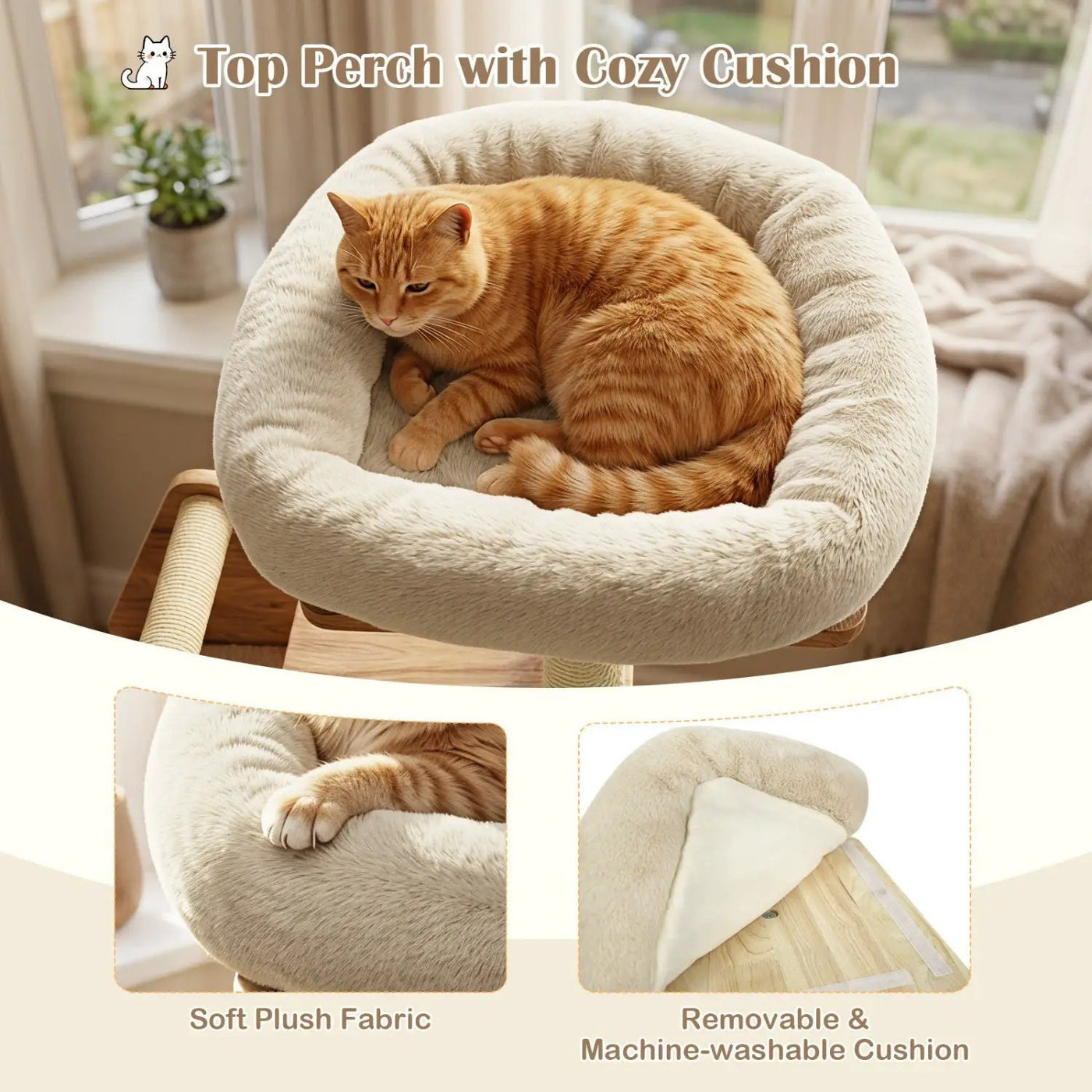 Multi-Level Solid Wood Cat Tree 48.5" with Condo & Scratchers by DirectDeals